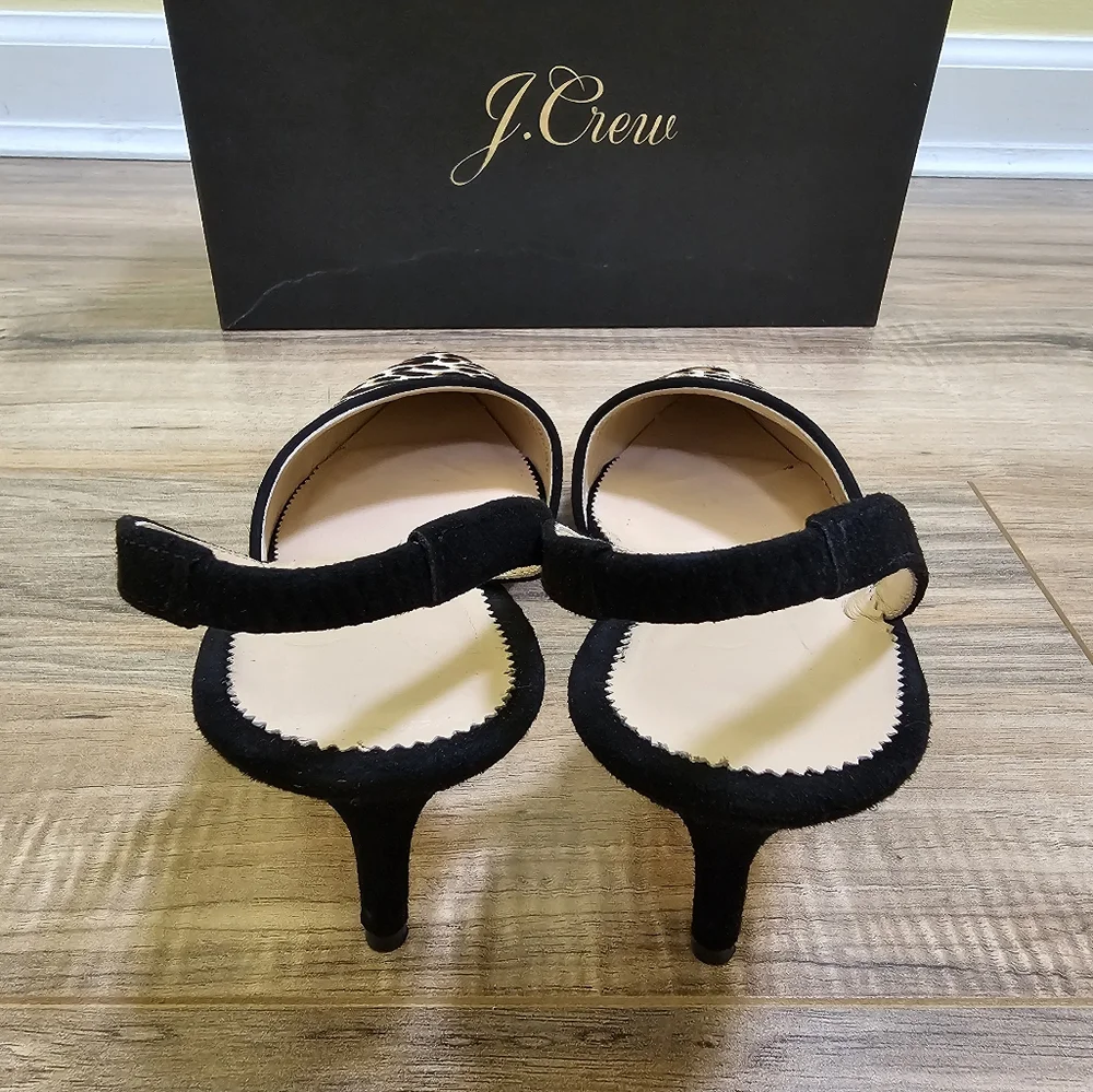 🎉HOST PICK🎉J.Crew Calf Hair Colette Asymmetrical Slingback Pumps In Leopard - Picture 5 of 17